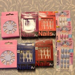 L.A. Colors Press-On Nails - Blue, Purple, Red, Pink